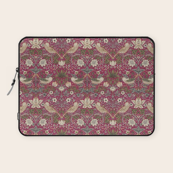 William Morris Strawberry Thief Plum Wine Laptop Sleeve Gallery Image 1