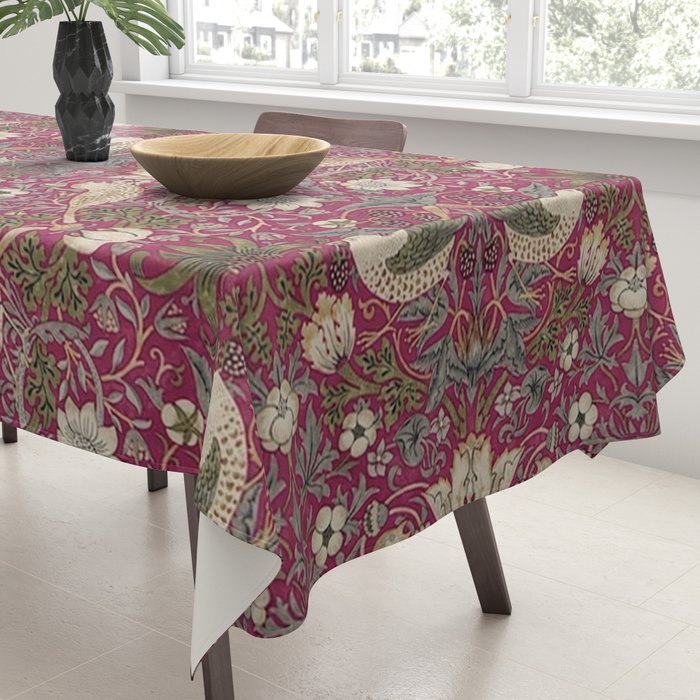 William Morris Strawberry Thief Plum Wine Tablecloth Gallery Image 3