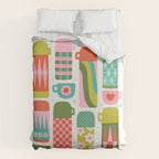 Retro Coffee Thermoses Multicolor on White Duvet Cover Gallery Image 6