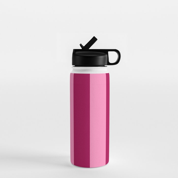 Cherrry red and pink stripes Water Bottle Gallery Image 1