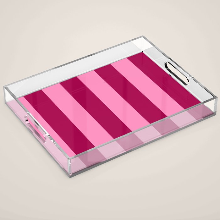 Cherrry red and pink stripes Acrylic Tray Gallery Image 1