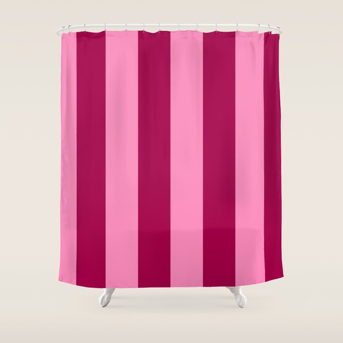 Cherrry red and pink stripes Shower Curtain Gallery Image 1
