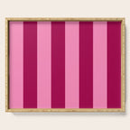 Cherrry red and pink stripes Serving Tray Gallery Image 1