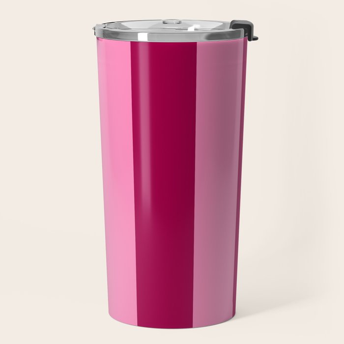 Cherrry red and pink stripes Travel Mug Gallery Image 2