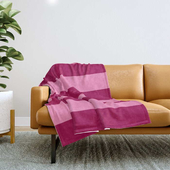 Cherrry red and pink stripes Throw Blanket Gallery Image 1