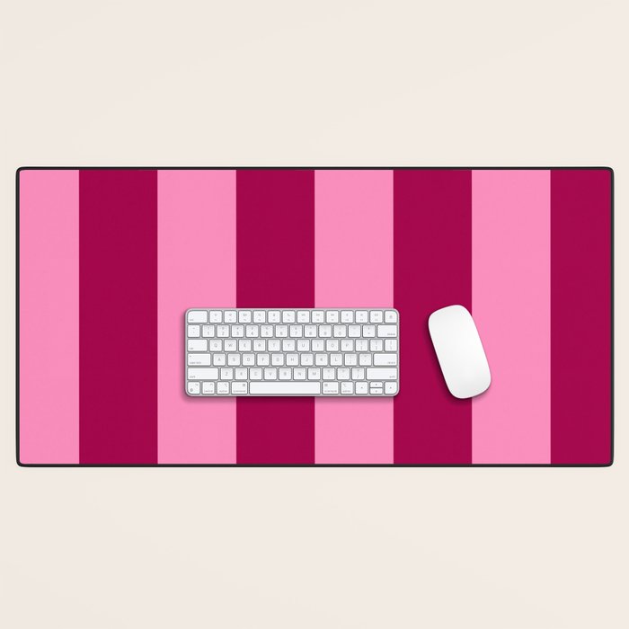Cherrry red and pink stripes Desk Mat Gallery Image 1