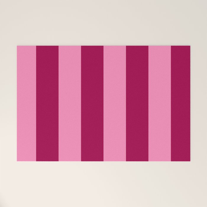 Cherrry red and pink stripes Welcome Mat Gallery Image 1