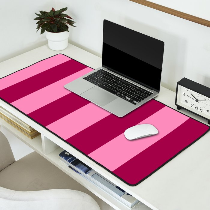 Cherrry red and pink stripes Desk Mat Gallery Image 2