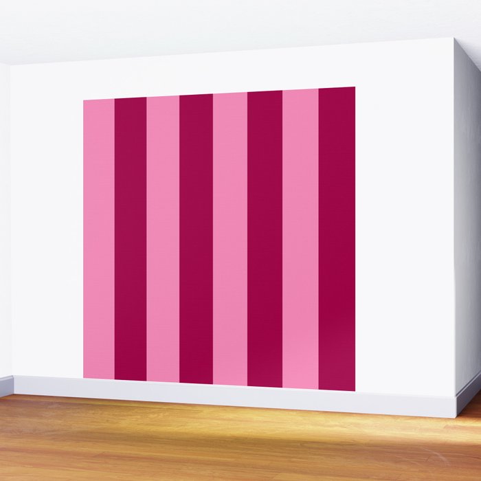 Cherrry red and pink stripes Wall Mural Gallery Image 2