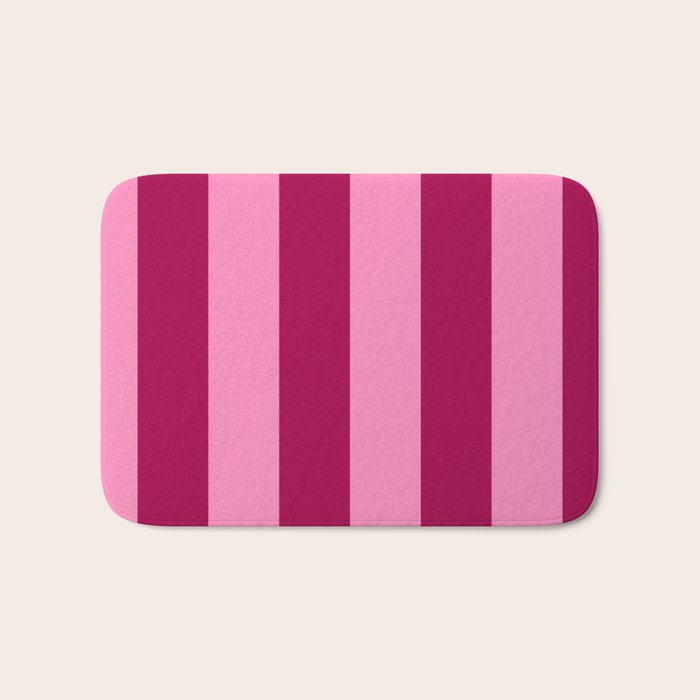Cherrry red and pink stripes Bath Mat Gallery Image 1