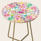 Hand painted pink lavender lilac teal watercolor elegant floral Side Table Gallery Image 2