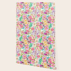 Hand painted pink lavender lilac teal watercolor elegant floral Wallpaper Gallery Image 2