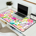 Hand painted pink lavender lilac teal watercolor elegant floral Desk Mat Gallery Image 2