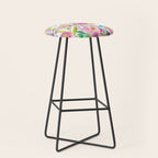Hand painted pink lavender lilac teal watercolor elegant floral Stool Gallery Image 1