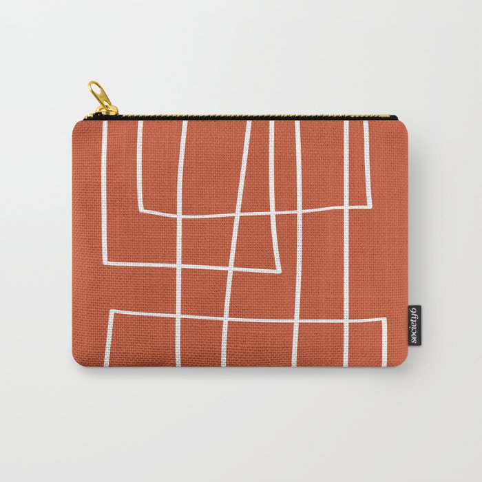 Burnt Orange White Line Art Minimalist Orange Artwork Carry All Pouch Gallery Image 1