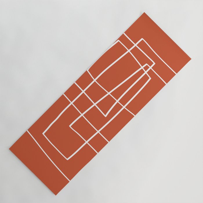 Burnt Orange White Line Art Minimalist Orange Artwork Yoga Mat Gallery Image 1