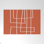 Burnt Orange White Line Art Minimalist Orange Artwork Welcome Mat Gallery Image 1