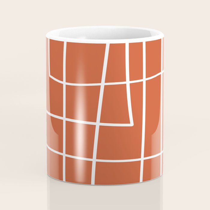 Burnt Orange White Line Art Minimalist Orange Artwork Coffee Mug Gallery Image 4