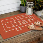 Burnt Orange White Line Art Minimalist Orange Artwork Outdoor Rug Gallery Image 2