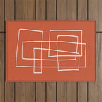 Burnt Orange White Line Art Minimalist Orange Artwork Outdoor Rug Gallery Image 1