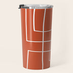 Burnt Orange White Line Art Minimalist Orange Artwork Travel Mug Gallery Image 3