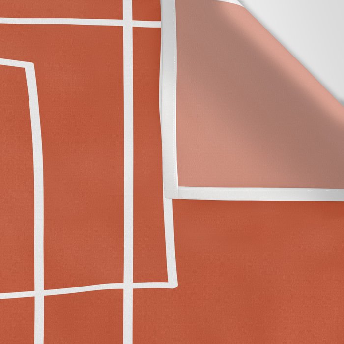 Burnt Orange White Line Art Minimalist Orange Artwork Wall Tapestry Gallery Image 3