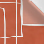 Burnt Orange White Line Art Minimalist Orange Artwork Wall Tapestry Gallery Image 3