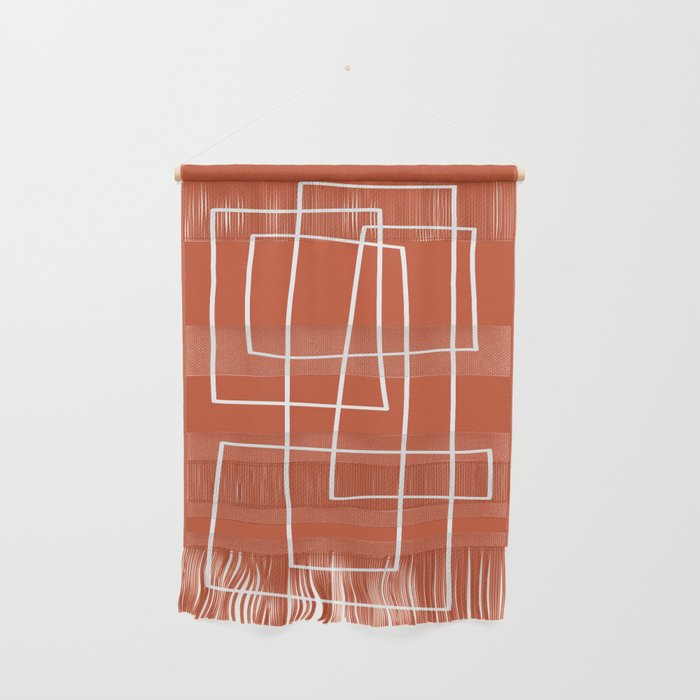 Burnt Orange White Line Art Minimalist Orange Artwork Wall Hanging Gallery Image 1