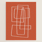 Burnt Orange White Line Art Minimalist Orange Artwork Jigsaw Puzzle Gallery Image 1