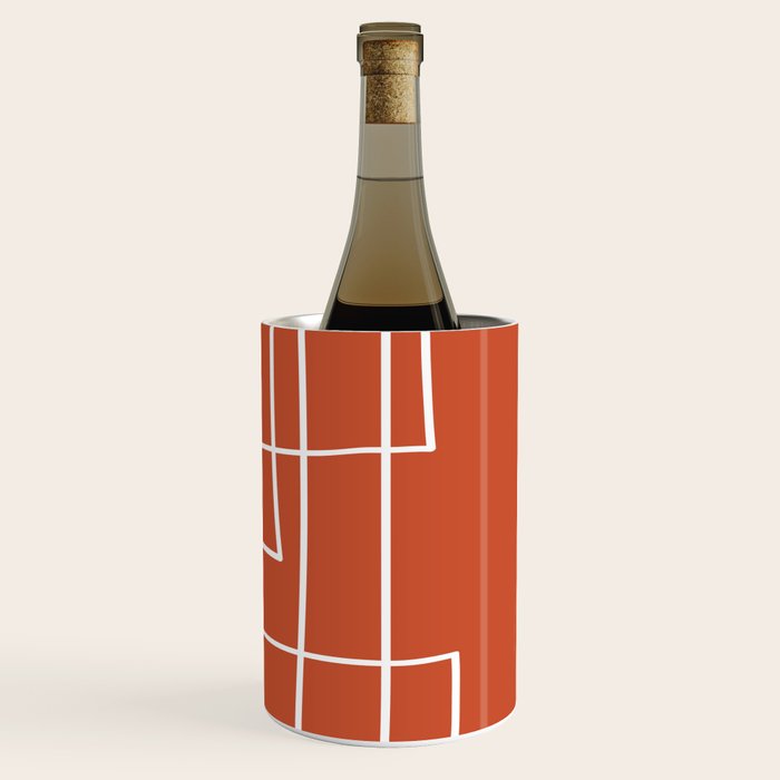 Burnt Orange White Line Art Minimalist Orange Artwork Wine Chiller Gallery Image 3