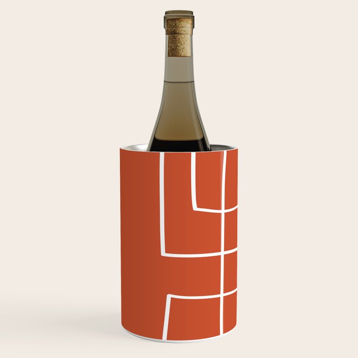 Burnt Orange White Line Art Minimalist Orange Artwork Wine Chiller Gallery Image 2