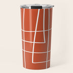 Burnt Orange White Line Art Minimalist Orange Artwork Travel Mug Gallery Image 1