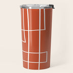 Burnt Orange White Line Art Minimalist Orange Artwork Travel Mug Gallery Image 2