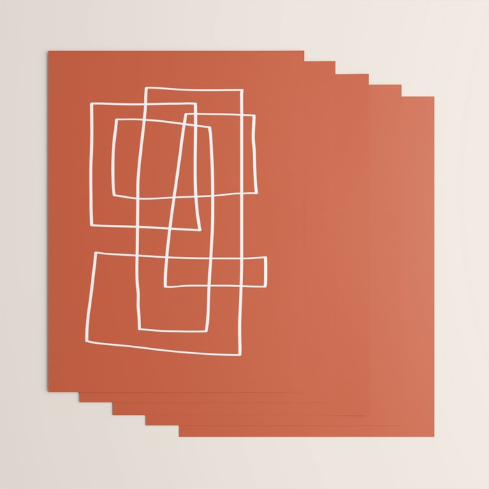 Burnt Orange White Line Art Minimalist Orange Artwork Wrapping Paper Gallery Image 3