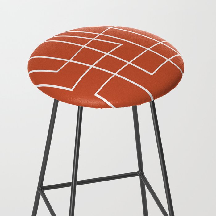 Burnt Orange White Line Art Minimalist Orange Artwork Stool Gallery Image 2
