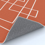 Burnt Orange White Line Art Minimalist Orange Artwork Rug Gallery Image 4