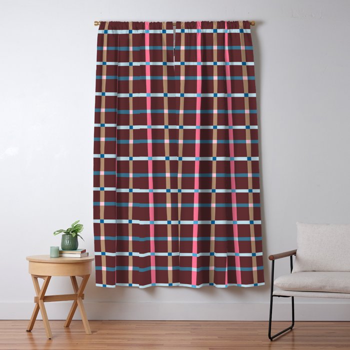 Windowpane Plaid Burgundy Window Curtain Gallery Image 5