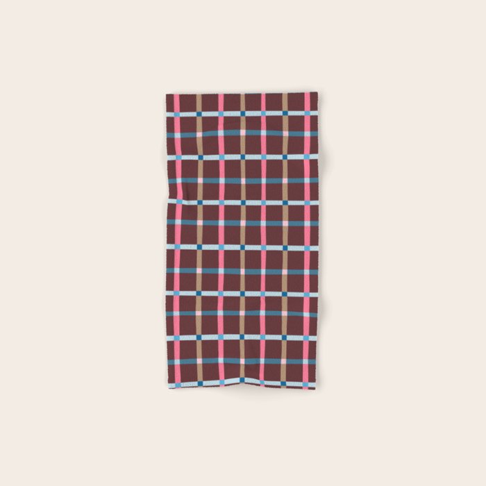 Windowpane Plaid Burgundy Bath Towel Gallery Image 1