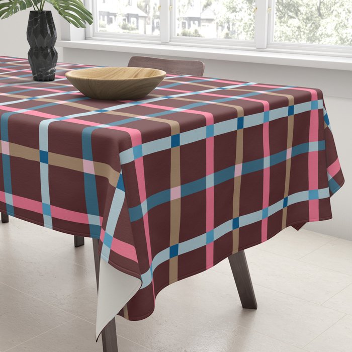 Windowpane Plaid Burgundy Tablecloth Gallery Image 3