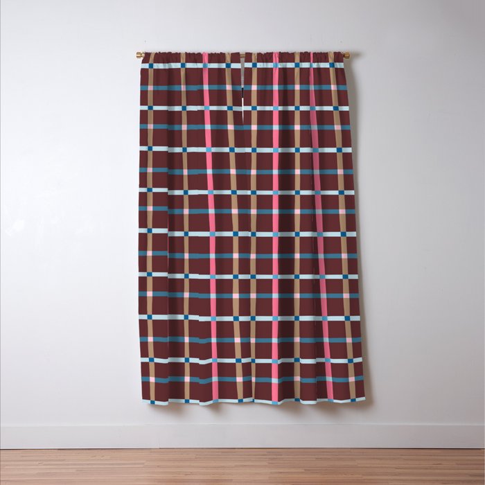 Windowpane Plaid Burgundy Window Curtain Gallery Image 3