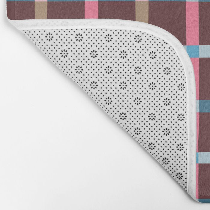 Windowpane Plaid Burgundy Bath Mat Gallery Image 2