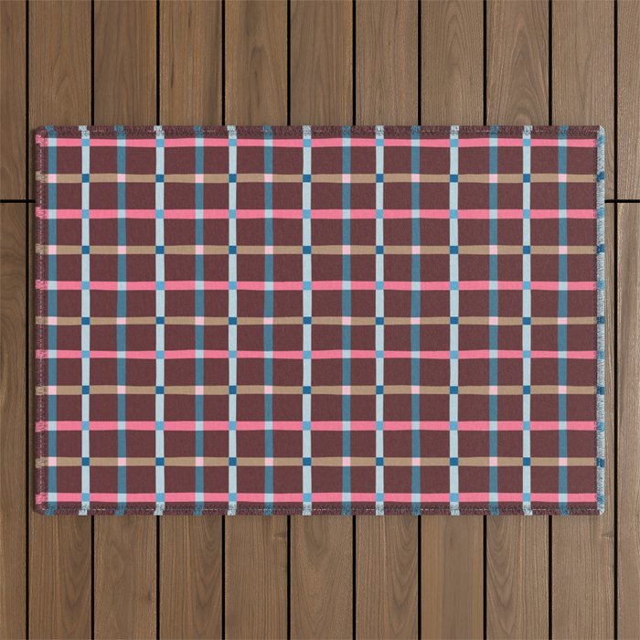 Windowpane Plaid Burgundy Outdoor Rug Gallery Image 1