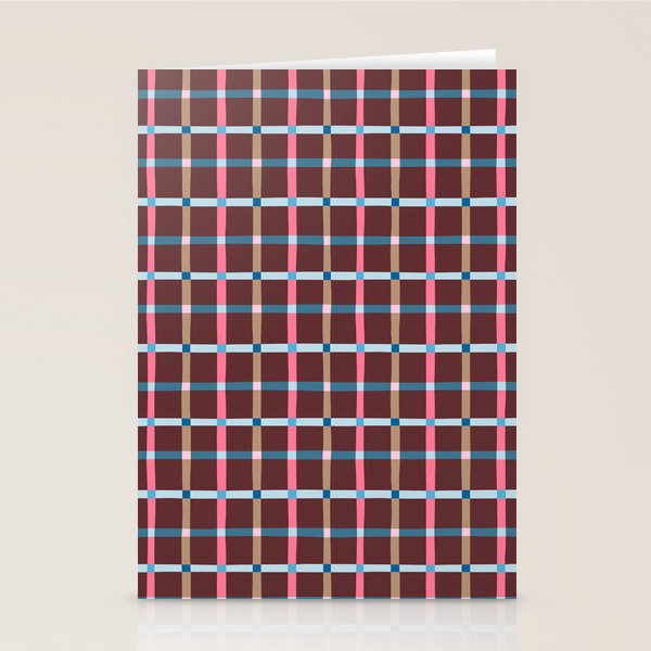 Windowpane Plaid Burgundy Stationery Card Gallery Image 2