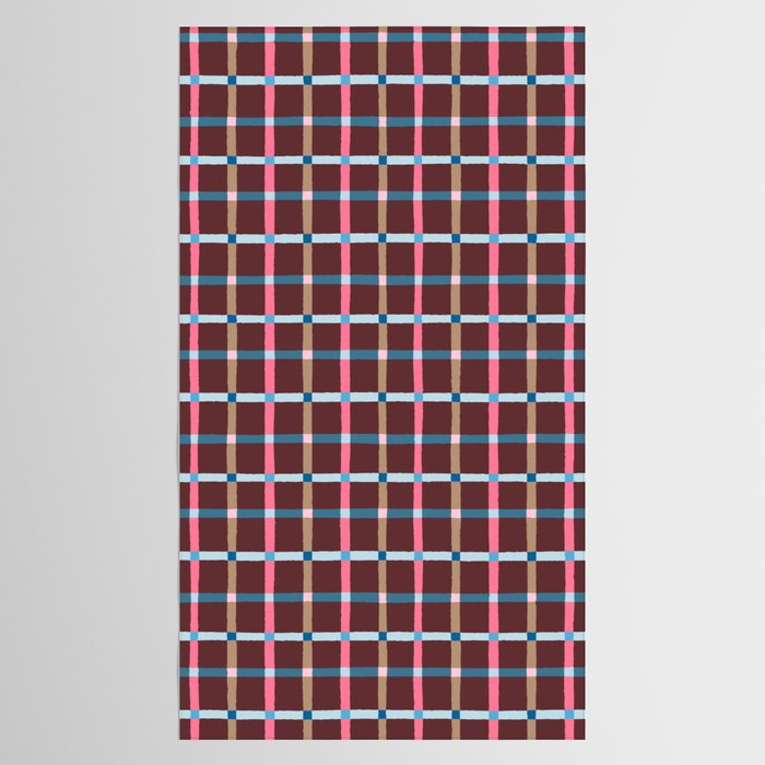 Windowpane Plaid Burgundy Tablecloth Gallery Image 2