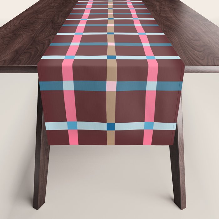 Windowpane Plaid Burgundy Table Runner Gallery Image 1