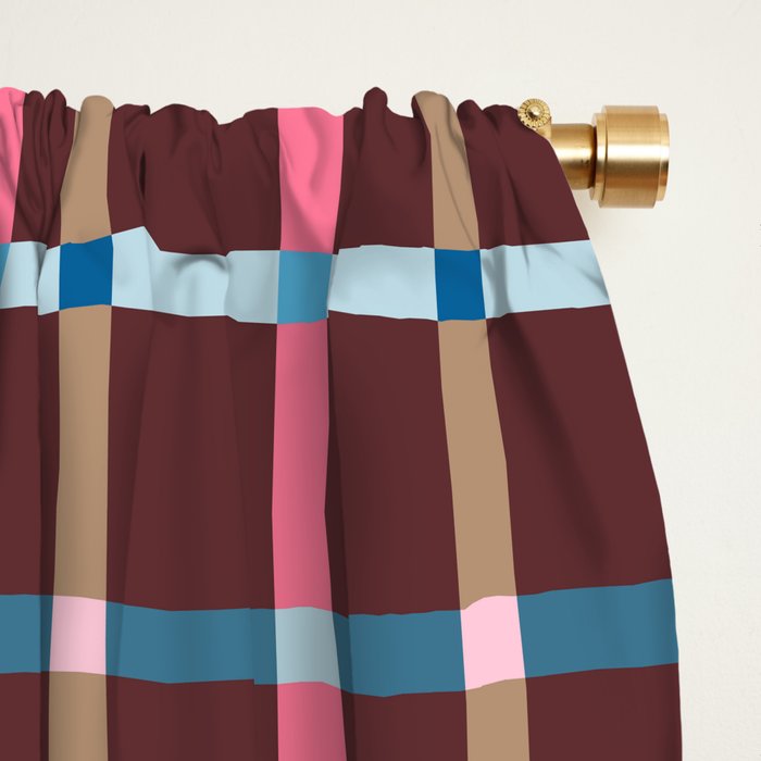 Windowpane Plaid Burgundy Window Curtain Gallery Image 2