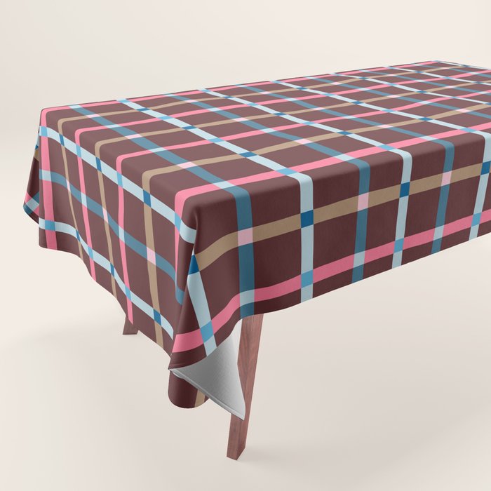Windowpane Plaid Burgundy Tablecloth Gallery Image 1