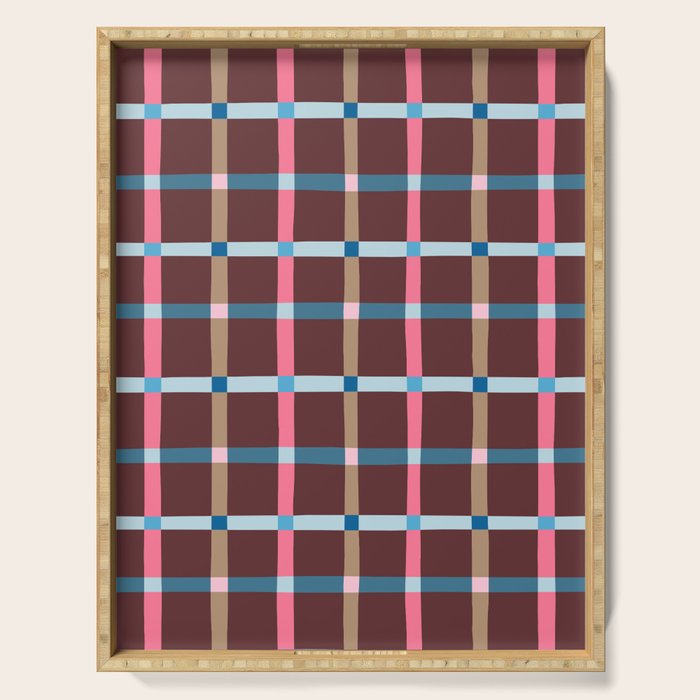 Windowpane Plaid Burgundy Serving Tray Gallery Image 1