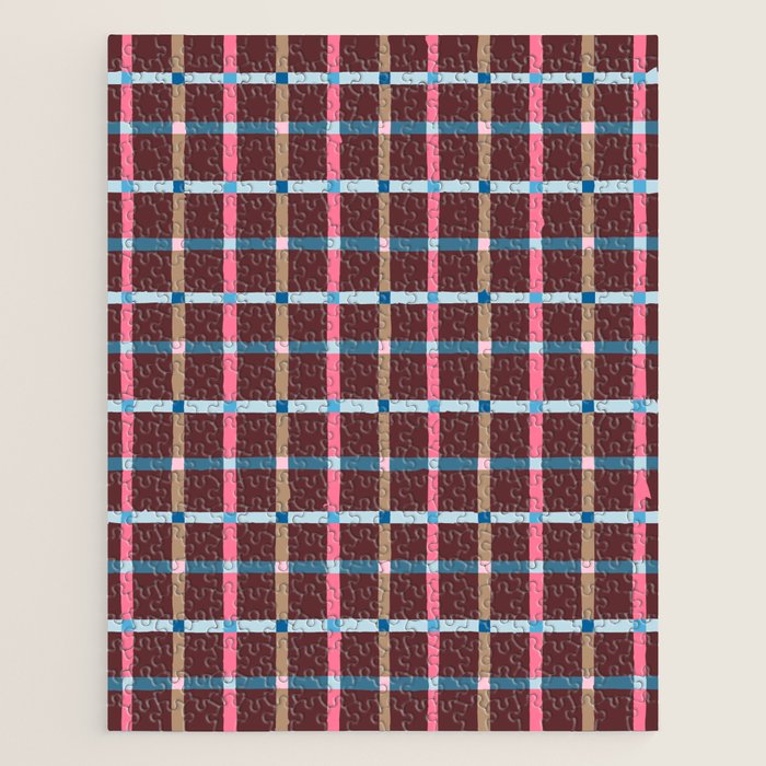 Windowpane Plaid Burgundy Jigsaw Puzzle Gallery Image 1