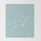 Virgo Zodiac Star Constellation Line Art Pastel Teal Throw Blanket Gallery Image 2